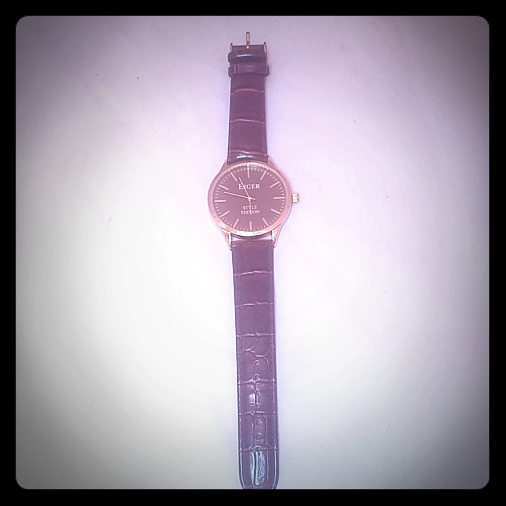 Eiger brown leather strap watch style edition